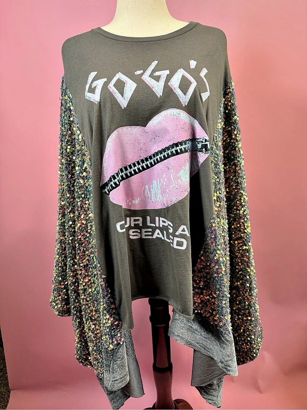 Sequin Draped Shrug in Gray & Multicolor